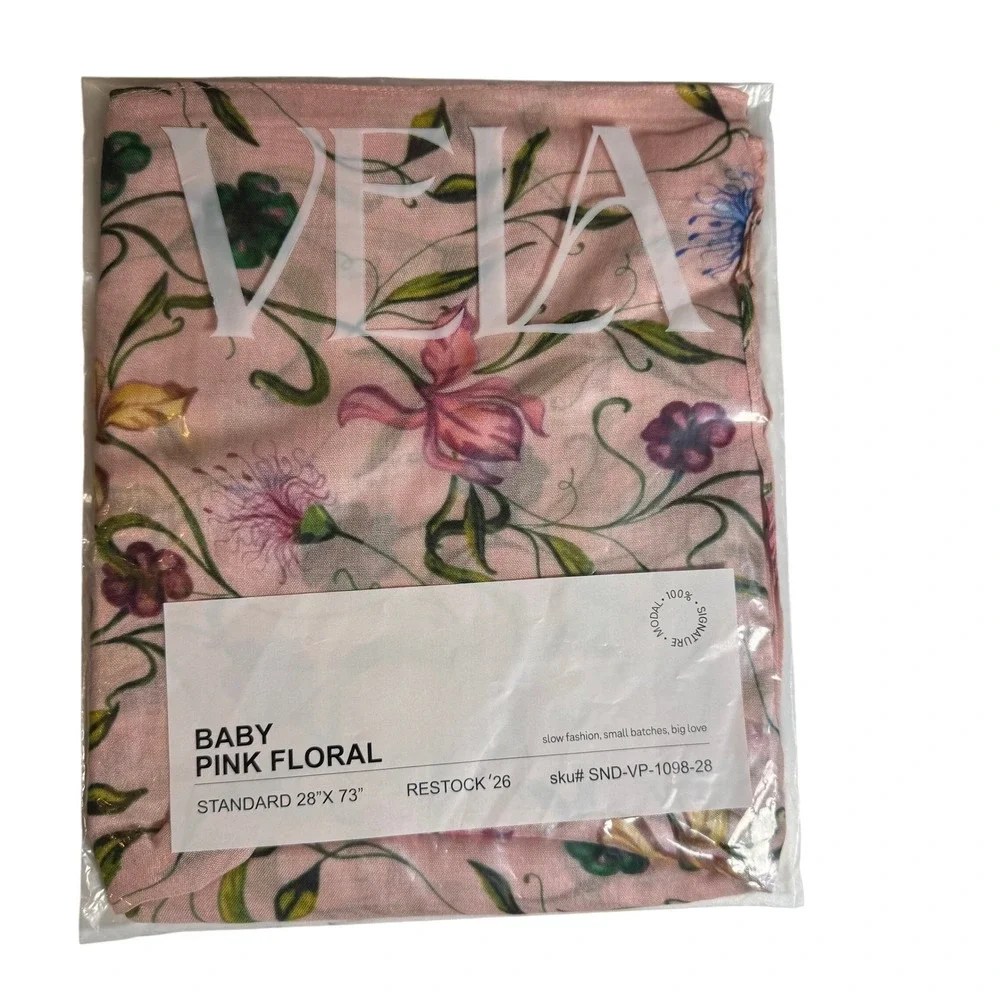 Vela Baby Pink Floral Modal Hijab Standard 28x73 Floral Scarf NWT
